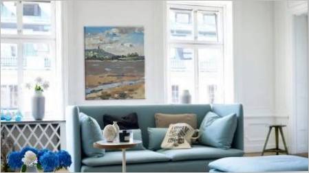 Plave sofe: vrste i odabir stilova, značajke kombinacija u unutrašnjosti