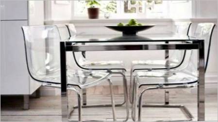 Transparentne kuhinjske stolice: prednosti i mane, izbor i njegu