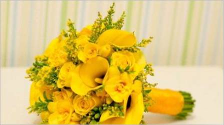 Žuti svadbeni buket: odabir boja i njihove kombinacije